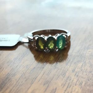 NWT Blue Opal & White Topaz Ster. Silver Ring sz 6